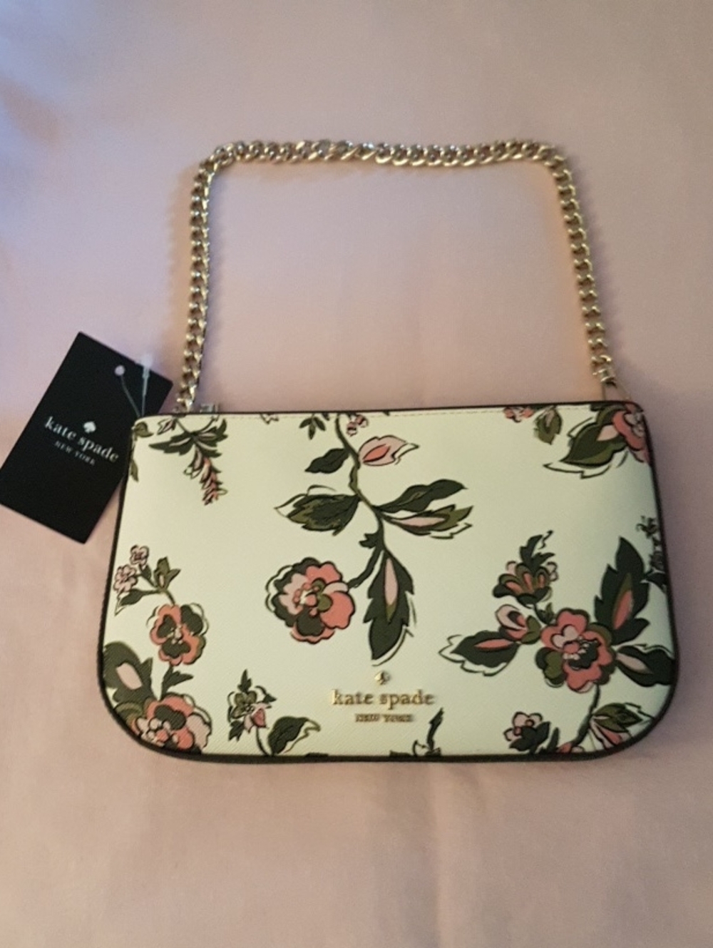 Gorgeous Small Kate Spade Saffiano White Floral Chain Shoulder Bag